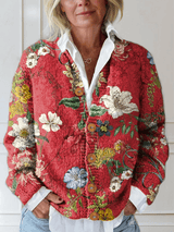 Lena Floral Print Button-Down Knitted Cardigan for Women
