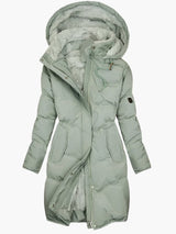 Women's Faux Fur Hooded Padded Long Coat with Drawstring Waist