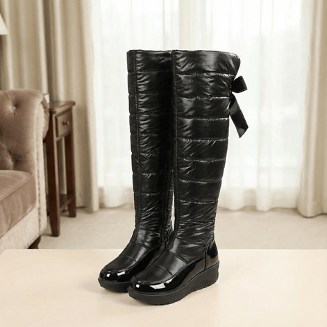 Women's Fleece-Lined Over-the-Knee Boots with Wedge Sole