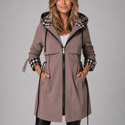 Hooded Longline Jacket with Adjustable Drawstring Waist