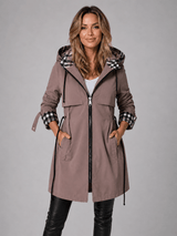 Hooded Longline Jacket with Adjustable Drawstring Waist