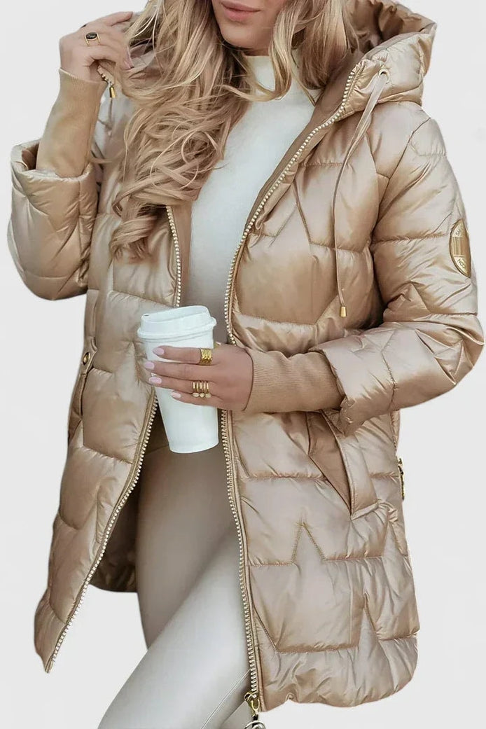 Lyzzandra Hooded Quilted Puffer Jacket with Zip Front
