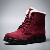 Amelia Women's Faux Suede Lace-Up Ankle Boots with Faux Fur Lining
