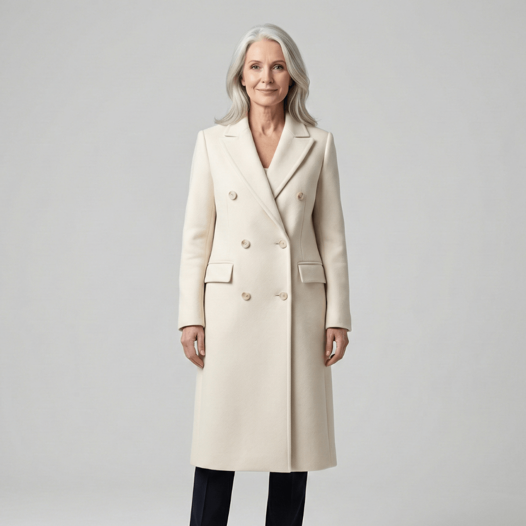 Jolie Double-Breasted Longline Women's Winter Coat with Tailored Lapels