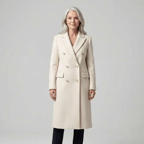 Jolie Double-Breasted Longline Women's Winter Coat with Tailored Lapels