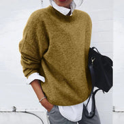 Poppy Crew Neck Knit Sweater with Relaxed Fit for Women