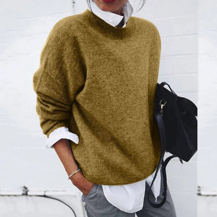 Poppy Crew Neck Knit Sweater with Relaxed Fit for Women