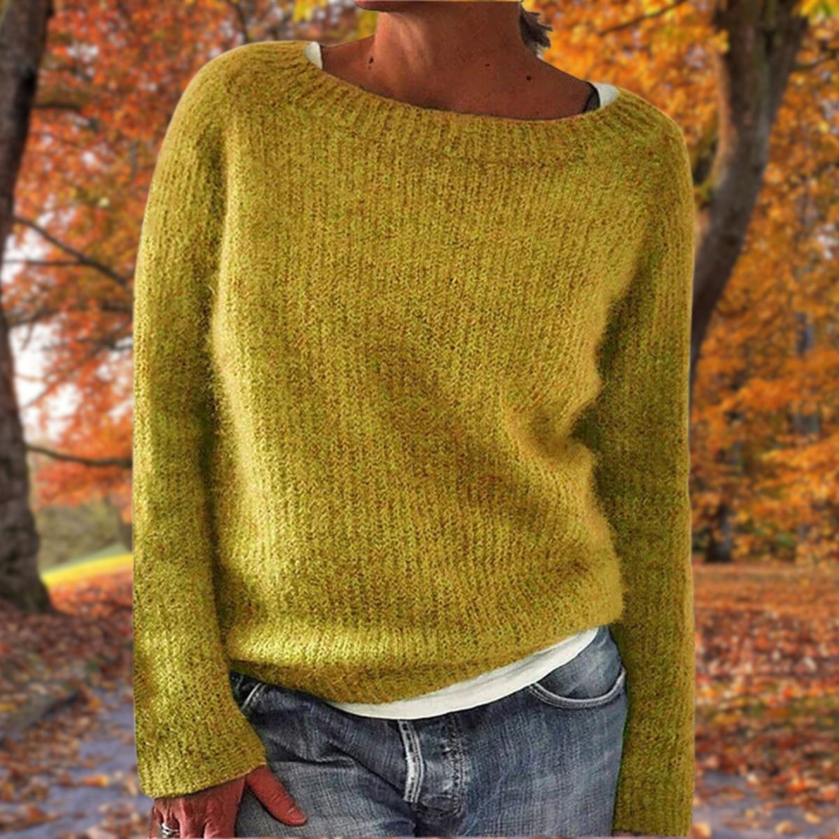 Women's Textured Boat Neck Knitted Jumper with Long Sleeves