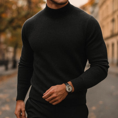 Alfie Mock Neck Mens Knit Sweater with Relaxed Fit