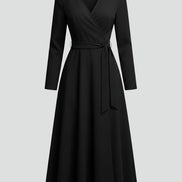 Matilda Long Sleeve Woven Wrap Midi Dress for Christmas Party