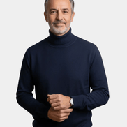 Men's Knit Turtleneck Jumper with Ribbed Collar