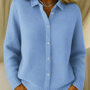 Susan Waffle-Knit Button-Front Longline Cardigan for Women