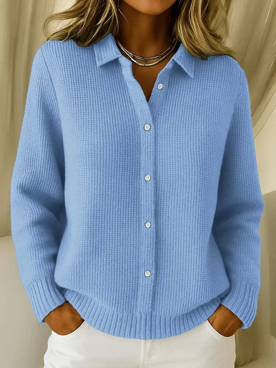 Susan Waffle-Knit Button-Front Longline Cardigan for Women