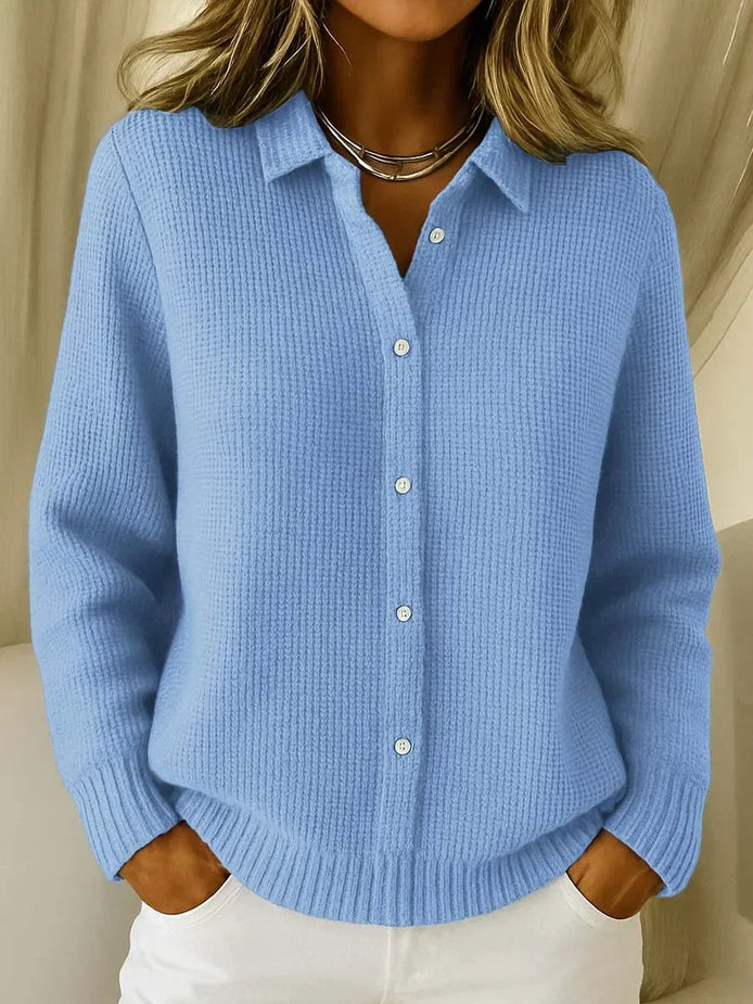 Susan Waffle-Knit Button-Front Longline Cardigan for Women