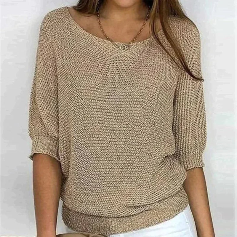 Jade Relaxed-Fit Batwing Sleeve Knitted Jumper for Women