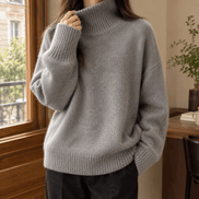 Imogen-Elise Oversized Turtleneck Knitted Jumper with Ribbed Cuffs for Women