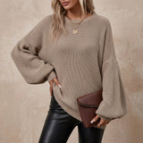 Sienna Oversized Ribbed Balloon Sleeve Cashmere Women's Knitted Jumper