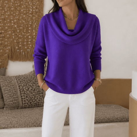 Women's Cowl Neck Knitted Jumper with Drape Detail