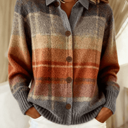 Esmeralda Plaid Cotton Flannel Button-Up Long Sleeve Blouse for Women