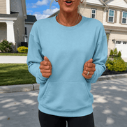 Oversized Kangaroo Pocket Fleece Sweatshirt with Crew Neck