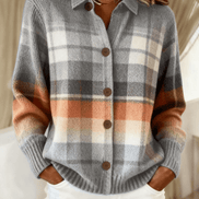 Esmeralda Plaid Cotton Flannel Button-Up Long Sleeve Blouse for Women