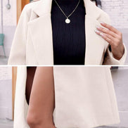 Women's Notch Lapel Double-Breasted Long Wool Winter Coat with Side Pockets