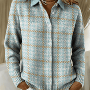Esmeralda Plaid Cotton Flannel Button-Up Long Sleeve Blouse for Women