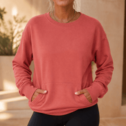 Oversized Kangaroo Pocket Fleece Sweatshirt with Crew Neck