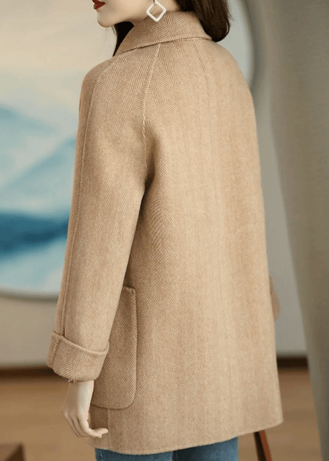 Oihana Women's Double-Breasted Wool-Blend Winter Coat with Self-Tie Belt