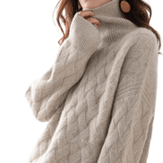 Women's Cable-Knit Turtleneck Jumper with Cashmere Blend