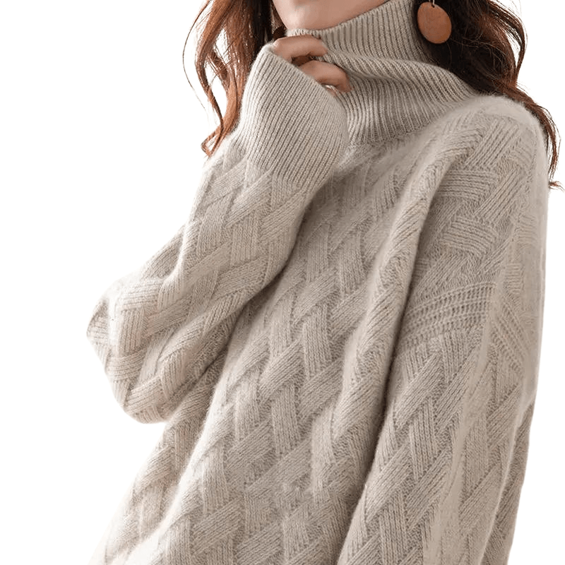 Women's Cable-Knit Turtleneck Jumper with Cashmere Blend