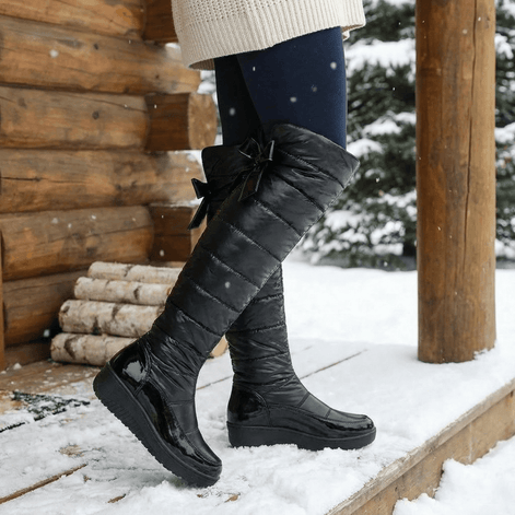 Women's Fleece-Lined Over-the-Knee Boots with Wedge Sole