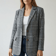 Hartlyn Relaxed Boyfriend-Fit Glen Plaid Women's Tailored Blazer