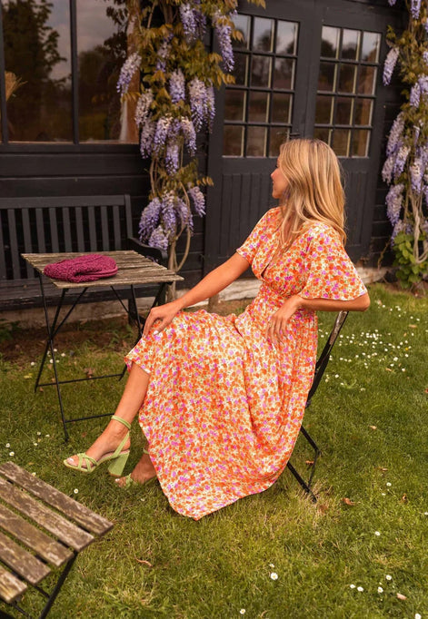 Amelia Floral Wrap Maxi Dress for Autumn Wedding Guests
