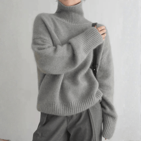 Marais Women's Cashmere Turtleneck Knitted Jumper with Ribbed Cuffs