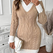 Adelia Collared Cable-Knit Women's Jumper Dress