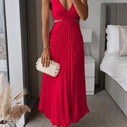 Sanne Pleated Satin Midi Dressing Gown for Ladies