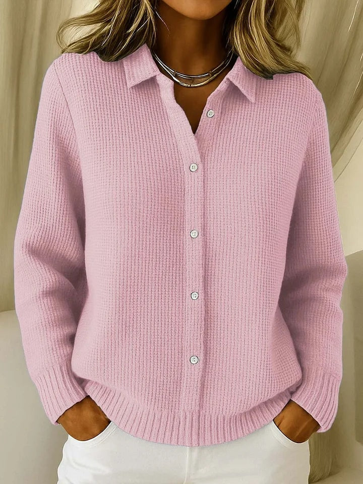 Susan Waffle-Knit Button-Front Longline Cardigan for Women