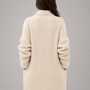 Longline Open-Front Knit Women's Cardigan with Shawl Collar and Pockets