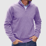 Men's Quarter-Zip Knitted Jumper with Ribbed Collar