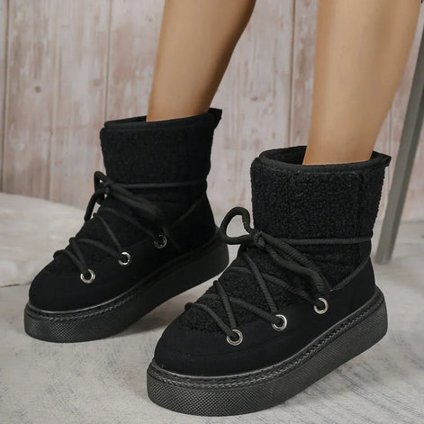 Malina | Shearling Lace Up Platform Winter Boots for Women