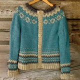 Allegra Fair Isle Button-Up Women's Knitted Cardigan with Nordic Shoulder Pattern