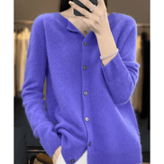 Danielle Button-Front Knitted Crew Neck Cardigan for Women