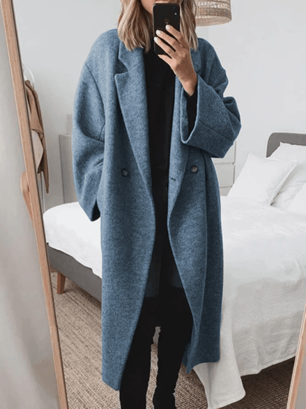 Adrienne Oversized Double-Breasted Wool-Blend Winter Coat for Women