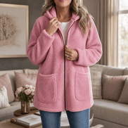 Cozelle Plush Hooded Oversized Fleece Zip-Up Jacket for Women