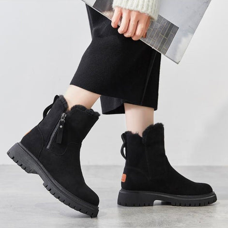 Stanislava Faux Fur Lined Winter Ankle Boots in Synthetic Leather