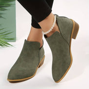 Riley Ankle Low Heel Slip On Womens Boots with Back Zip