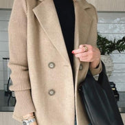 Sorelle Double-Breasted Women's Tailored Blazer with Knit Sleeves