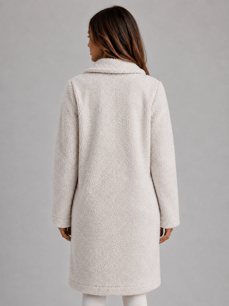 Women's Longline Teddy Borg Fleece Button-Front Jacket