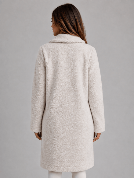 Women's Longline Teddy Borg Fleece Button-Front Jacket